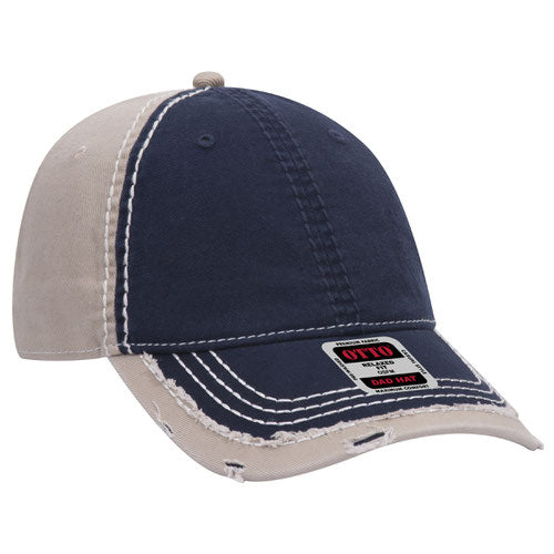 Distressed Two Tone Twill Cap w/ Heavy Stitching - Premium Headwear from Otto Caps - Just $10.95! Shop now at Pat's Monograms