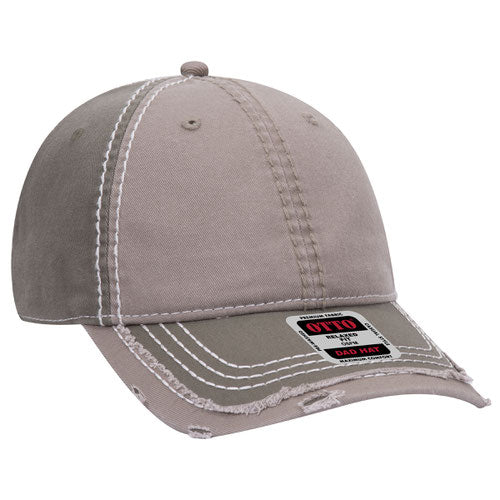 Distressed Two Tone Twill Cap w/ Heavy Stitching - Premium Headwear from Otto Caps - Just $10.95! Shop now at Pat's Monograms